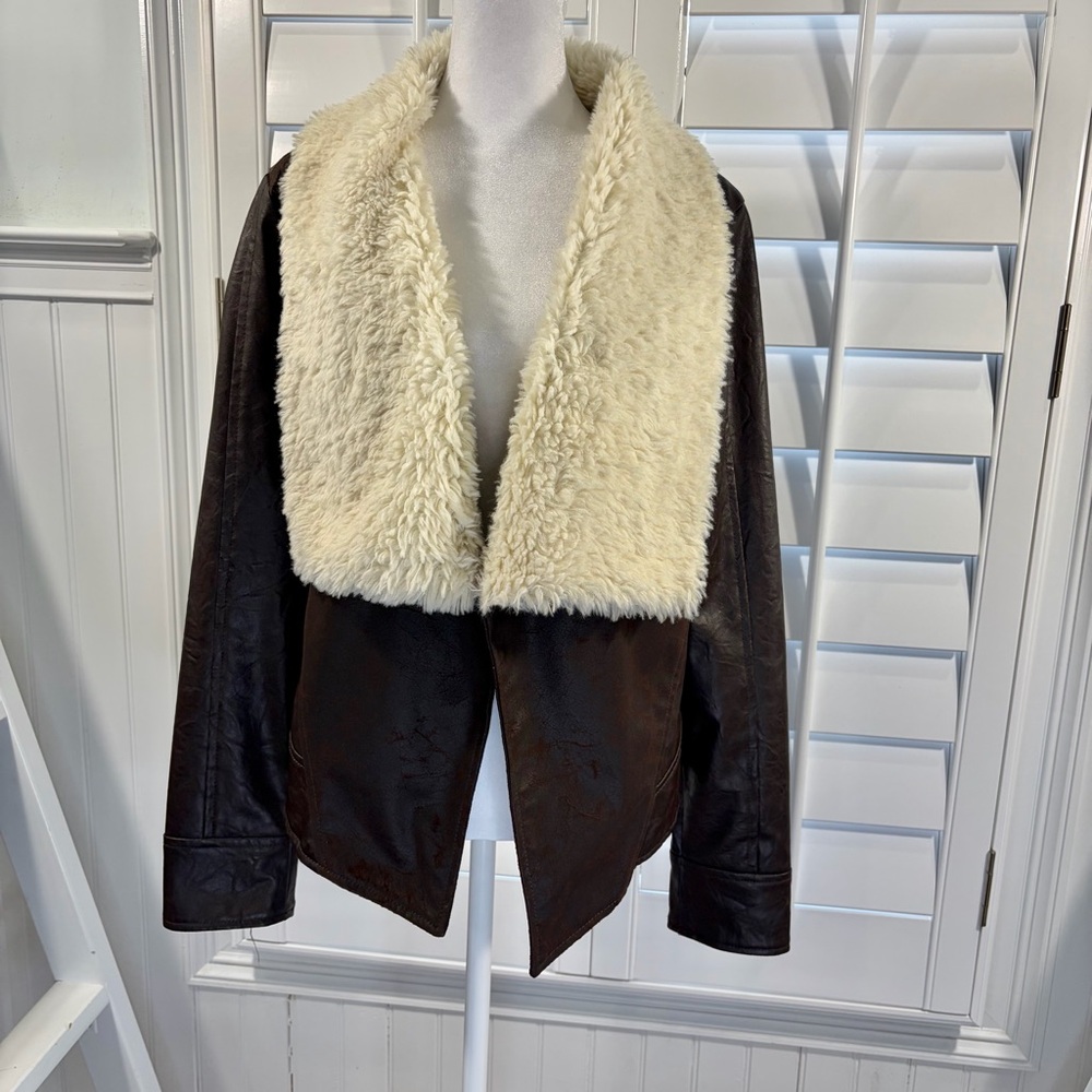 Jack by BB Dakota Brown Jacket with Faux Shearling Teddy Collar - Picture 4 of 8